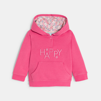 سترة بقلنسوة من الصوف الناعم، باللون الوردي للفتيات الصغيرات